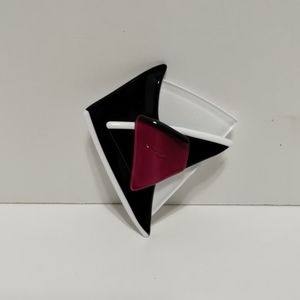 Vintage Modern Abstract Black White Lucite Brooch Geometric Artist Signed